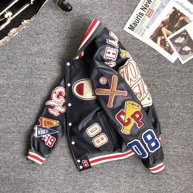 Pu Leather Baseball Jacket Women Harajuku Y2K Fashion Moto Clothing Streetwear Single Breasted Embroidered Chic Outwear 250828