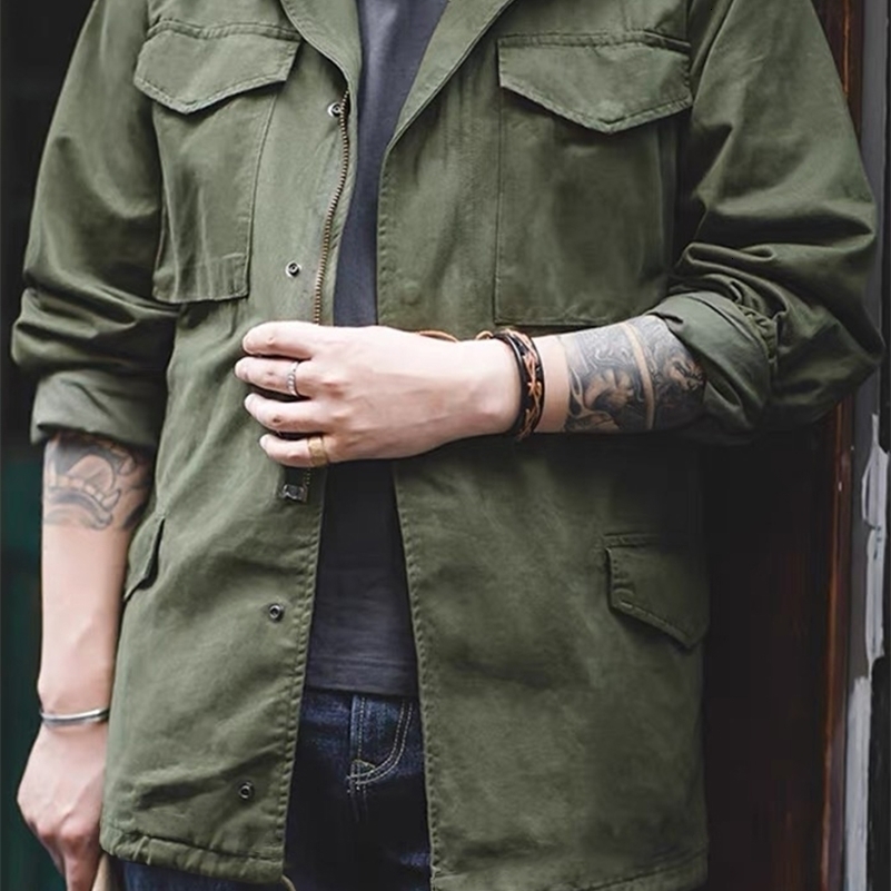 M65 Field Jacket Mens Military Retro Multi Pocket Collar Zipper 100 Cotton yy250828