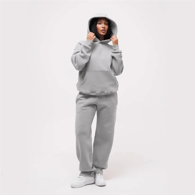 Casual Long Sleeve Hoodie Set T088 with Pockets Elastic Waist Autumn Winter Fashion Womens Sweatshirt Outfit from Mainland Chin 250828
