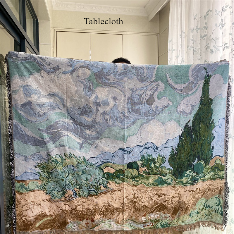 2026 Art Fringed Graffiti Decoration Mat Retro Tablecloth Blanket Z-1-image-1073062584