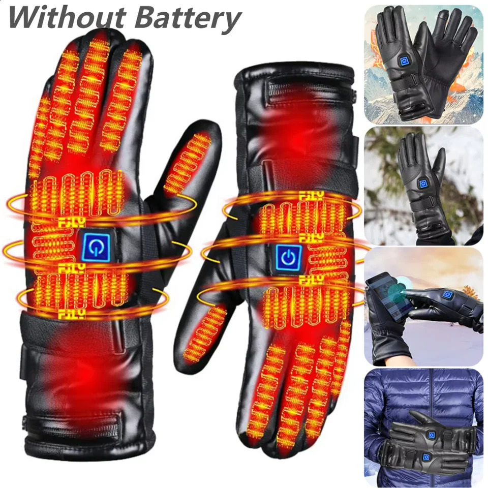 Rechargeable Heated Gloves 3 Temperature Levels Waterproof Electric Winter Gloves Hand Warmer for Motorcycle Ski No Battery 250819