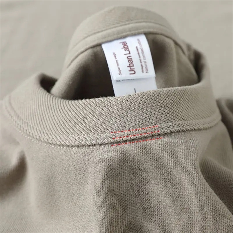 Summer Japanese Heavy Cotton Tshirt Mens Brushed Round Neck Thick Cotton Shortsleeved Khaki Tshirt250828