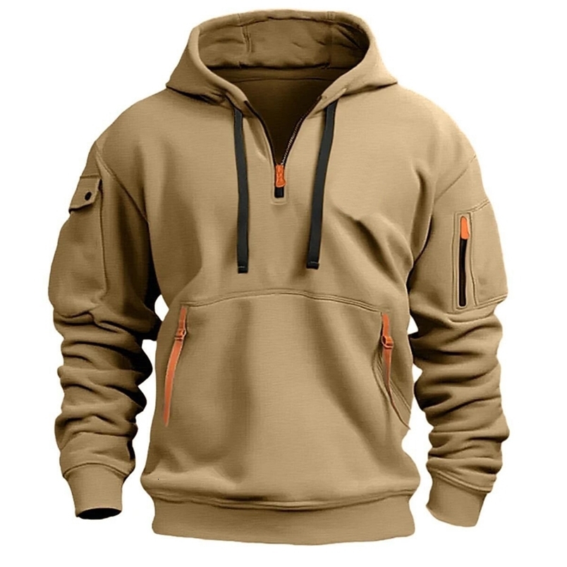 2025 Multi Pocket Zipper Fleece Hooded Casual Shirt for Men and Women Plus Size Loose Pullover Fashion Sweatshirt top250828