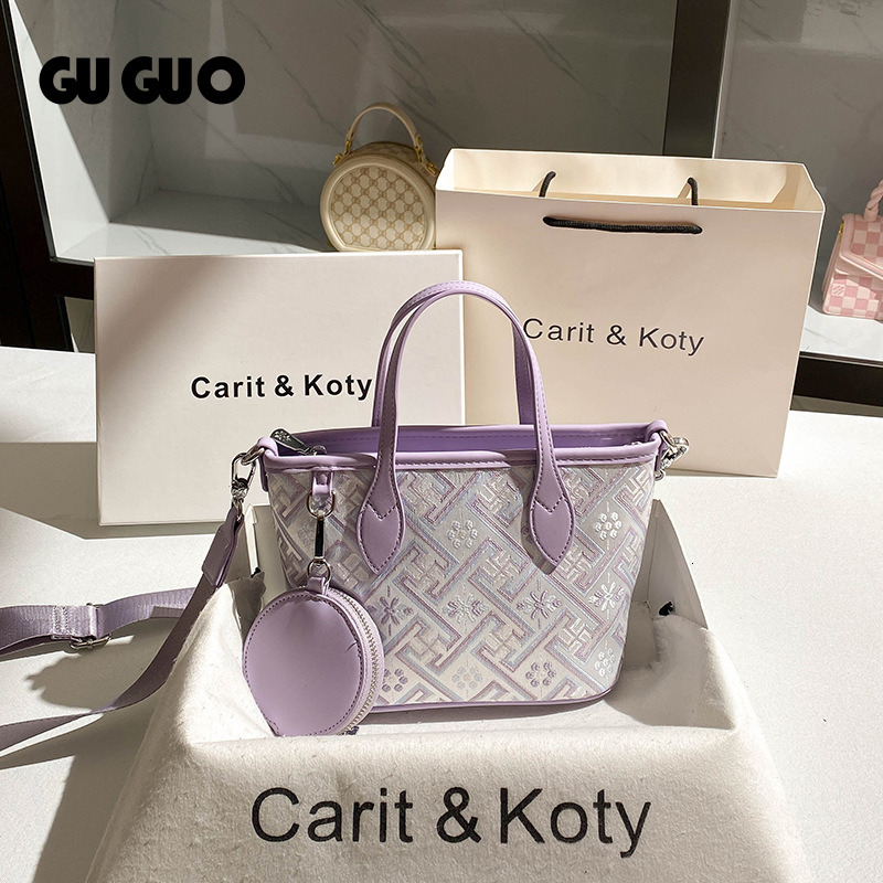 Free Shipping New Designer Bag One Piece Dropshipping Chinese Style Basket Bag 2025 New High-end Embroidery Large Capacity Bucket Bag Wholesale