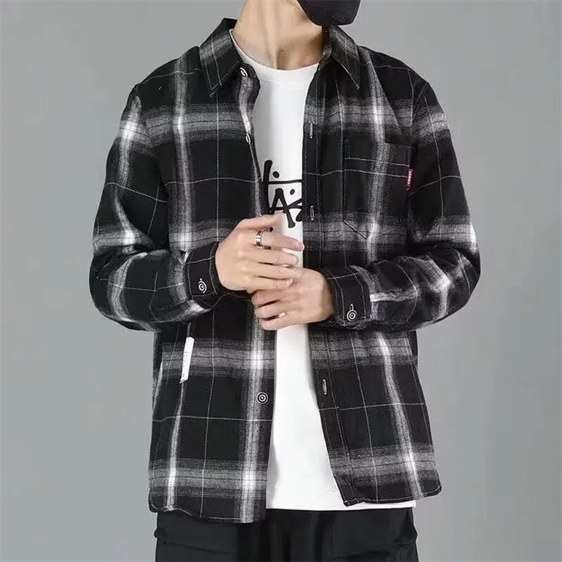 Trendy Plaid Shirt Mens Long Sleeve Korean Style Cool Top Jacket Fashionable Casual Spring Season Hong Kong Blouse y250828
