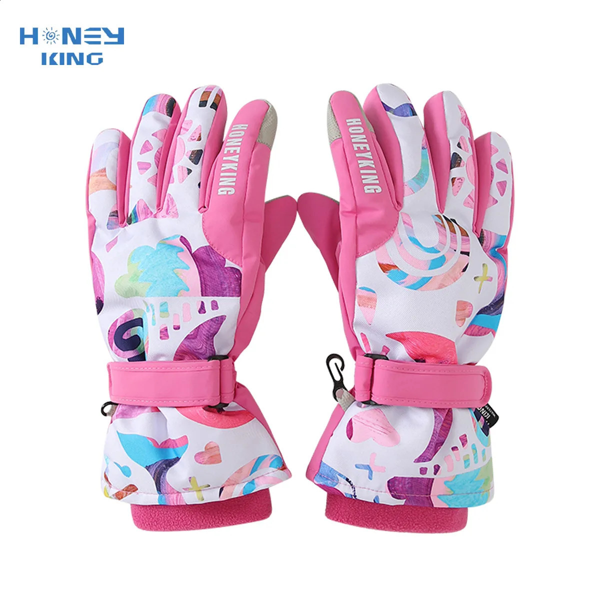 HONEYKING Kids Winter Ski Gloves Waterproof Warm Padded Mitten For Girls Boys Outdoor Skiing Cycling Windproof Snowboard Gloves250828