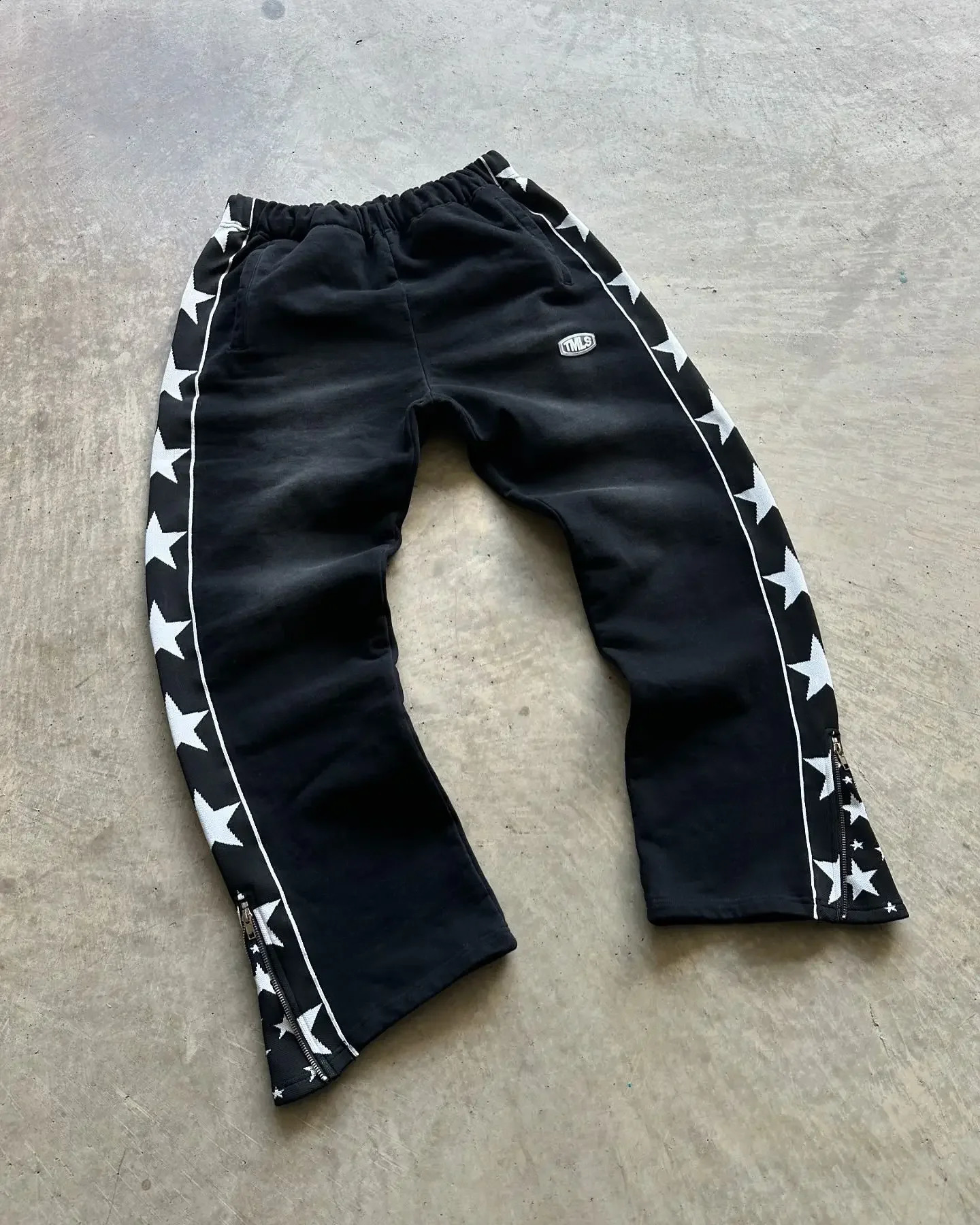 American Trend Striped Side Zipper Design Elastic Waist WideLeg Pants Mens Y2K Harajuku HipHop Joker Casual Sweatpants250828