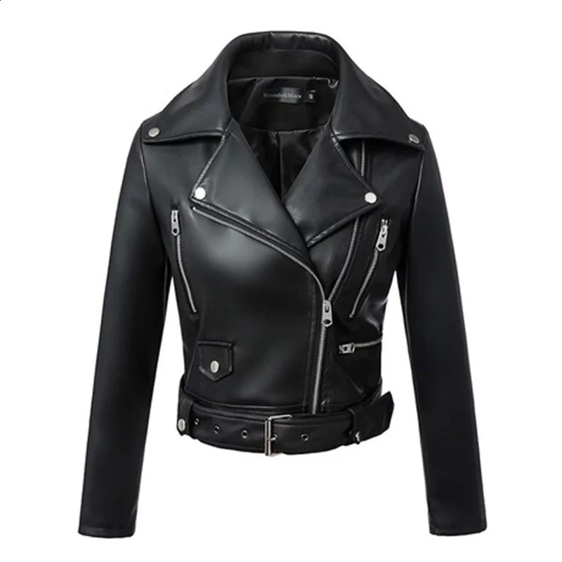 European and American Style Pu Material Leather Jacket Trendy Short Womens Jacket 250828