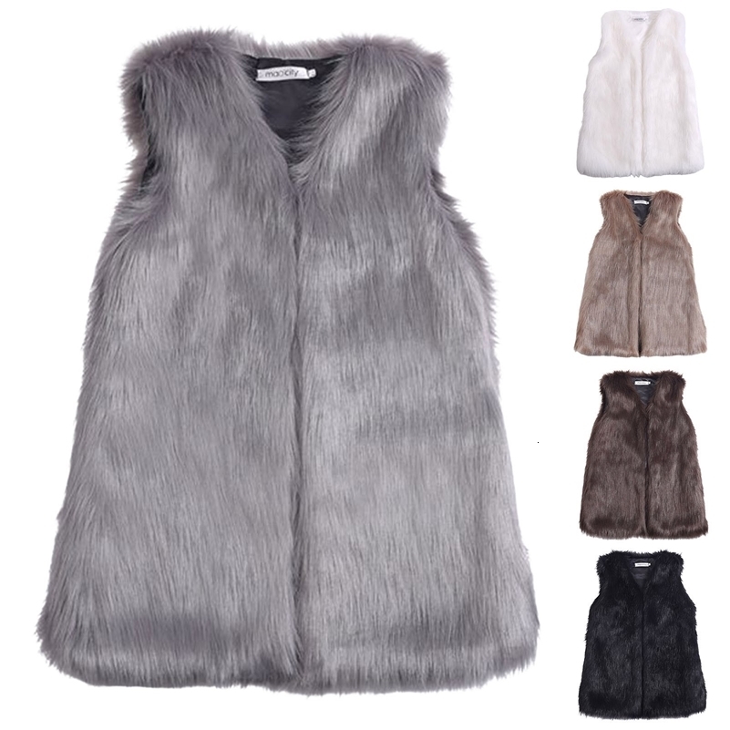 Women Fur Vest Autumn Female Waistcoat Faux Fur Coat VNeck Sleeveless Jacket Streetwear Winter Solid Casual Overcoats 250828