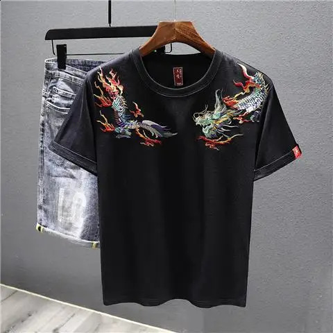 Summer Embroidered Shortsleeved Tshirt Mens Ethnic Style Tshirt Top 250828