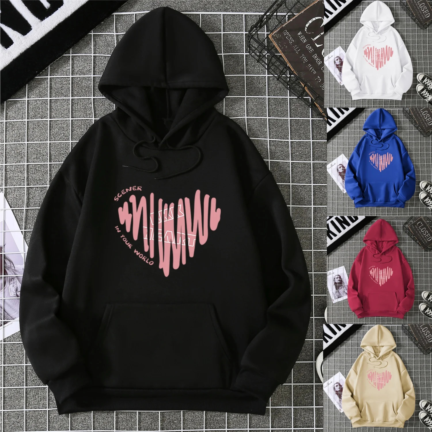 2025Winter Womens Hoodie Solid Color Print Unisex style Double Pockets Sweatshirts Outerwear PlusSize Womens Clothing CYXX235 250828