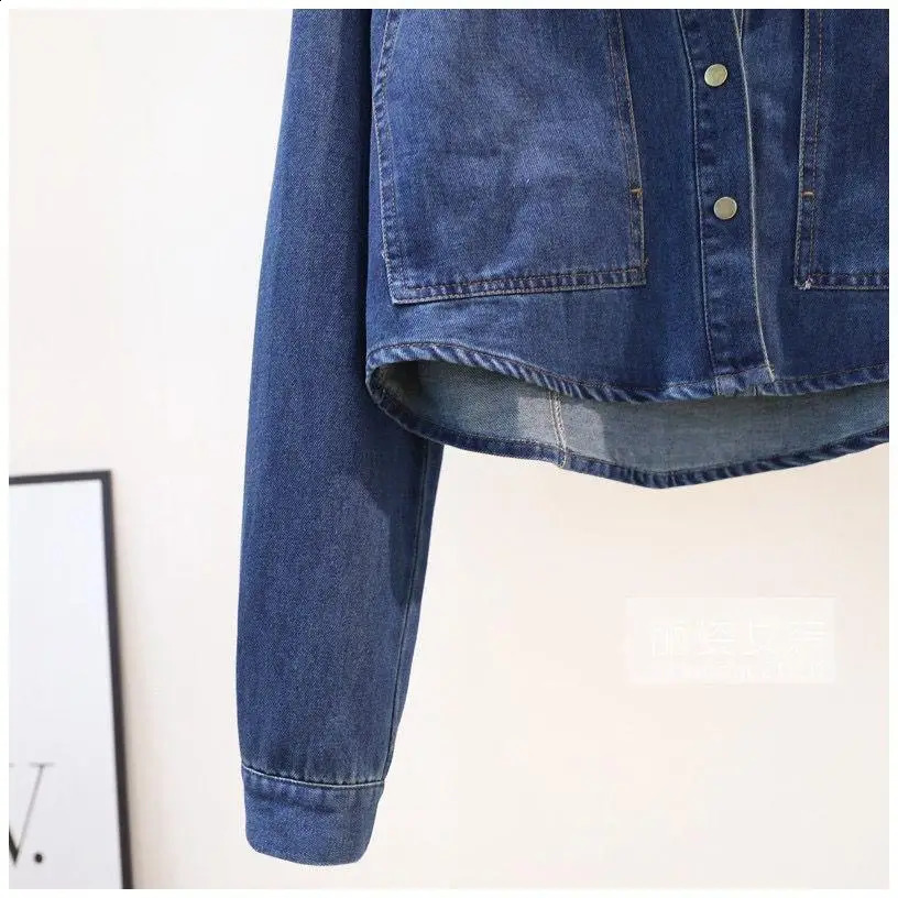 Loaned Deep Blue Retro Denim Jaet Womens ort Loose Sle Spring Autumn Arrival Hong Kong Sle Jaet Top 250828