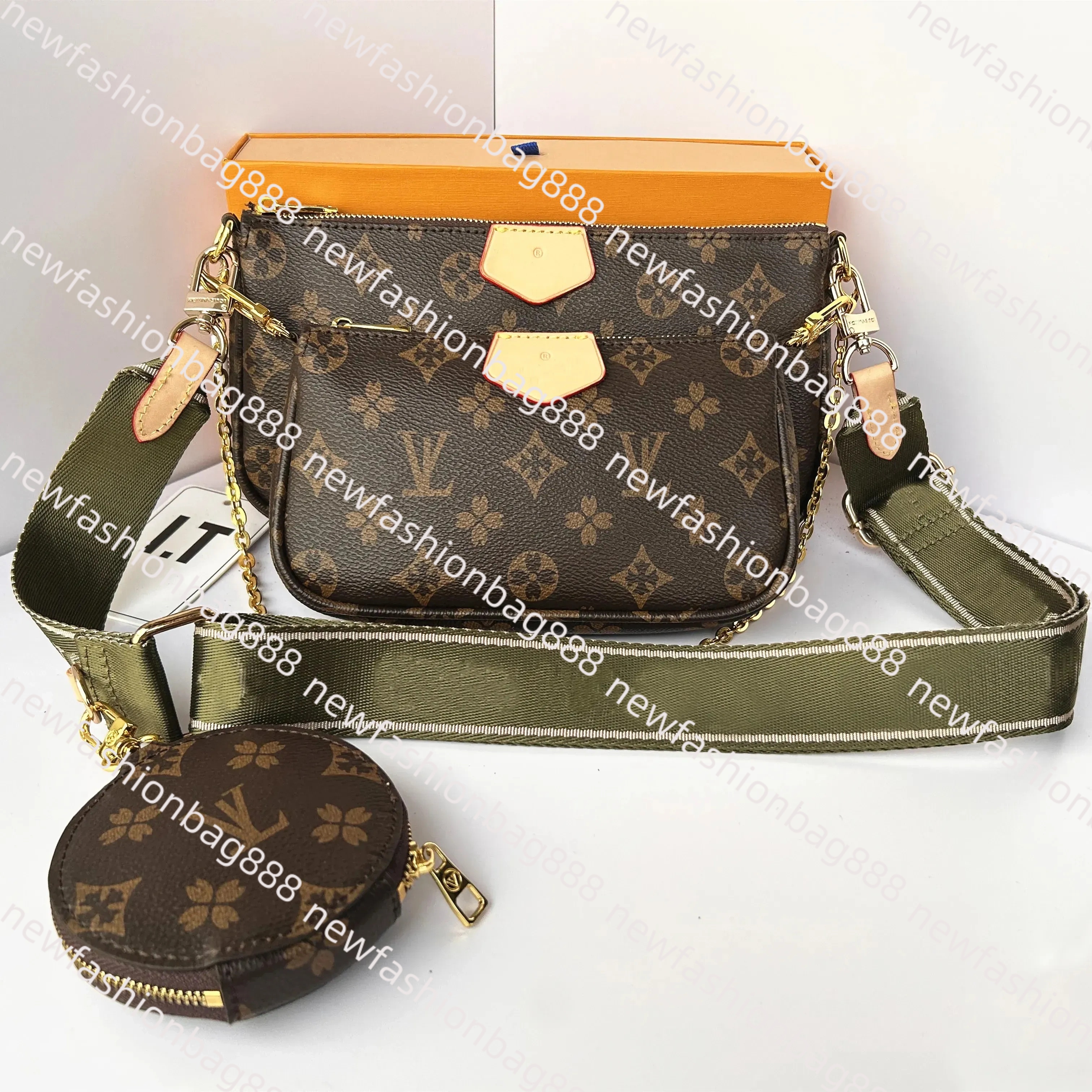 Hot Sale Original Designer WALLET HIGH Quality Multi Pochette Accessoires PVC Saddle Bags Shoulder Women Purse and Luxurys Handbags 3PCS Sets Design