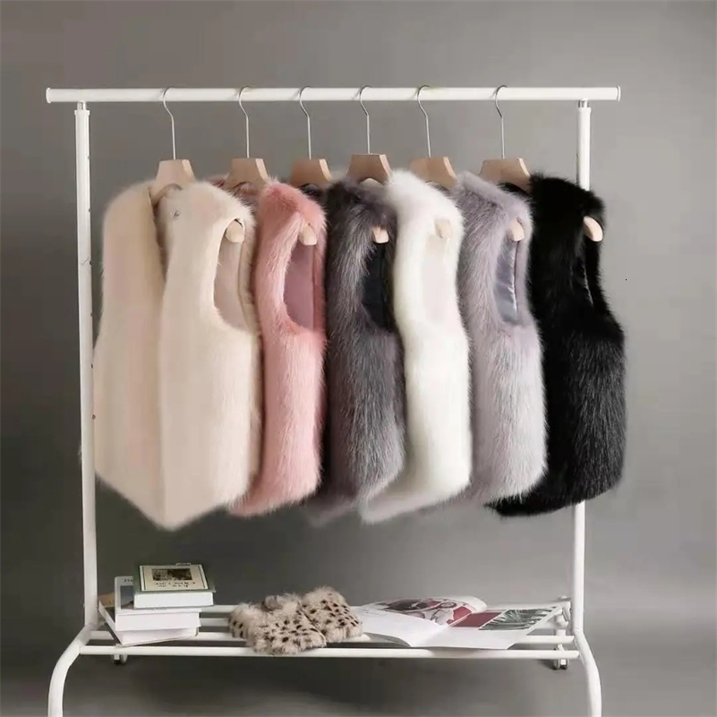 Faux Fur Vest Spring Autumn Rabbit Hair Plush Tank Top Women Korean High End Sleeveless Waistcoat Ladies Vest Jack 250828