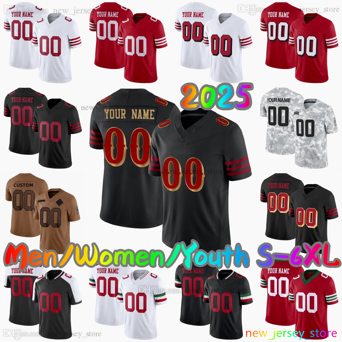 2025 Custom S-6XL DIY 71 Trent Williams Football Jersey 23 Christian McCaffrey 13 Brock Purdy 97 Nick Bosa 85 George Kittle 14 Ricky Pearsall 54-image-899119662