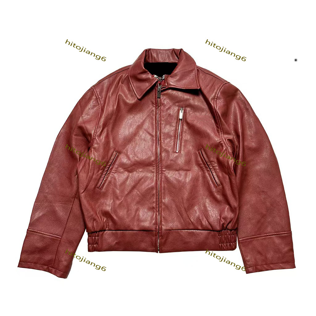High Quality Heavy Ins Cotton Leather Jacket Casual Hoodie High Street Loose Retro Street Rock Mens Style 1221