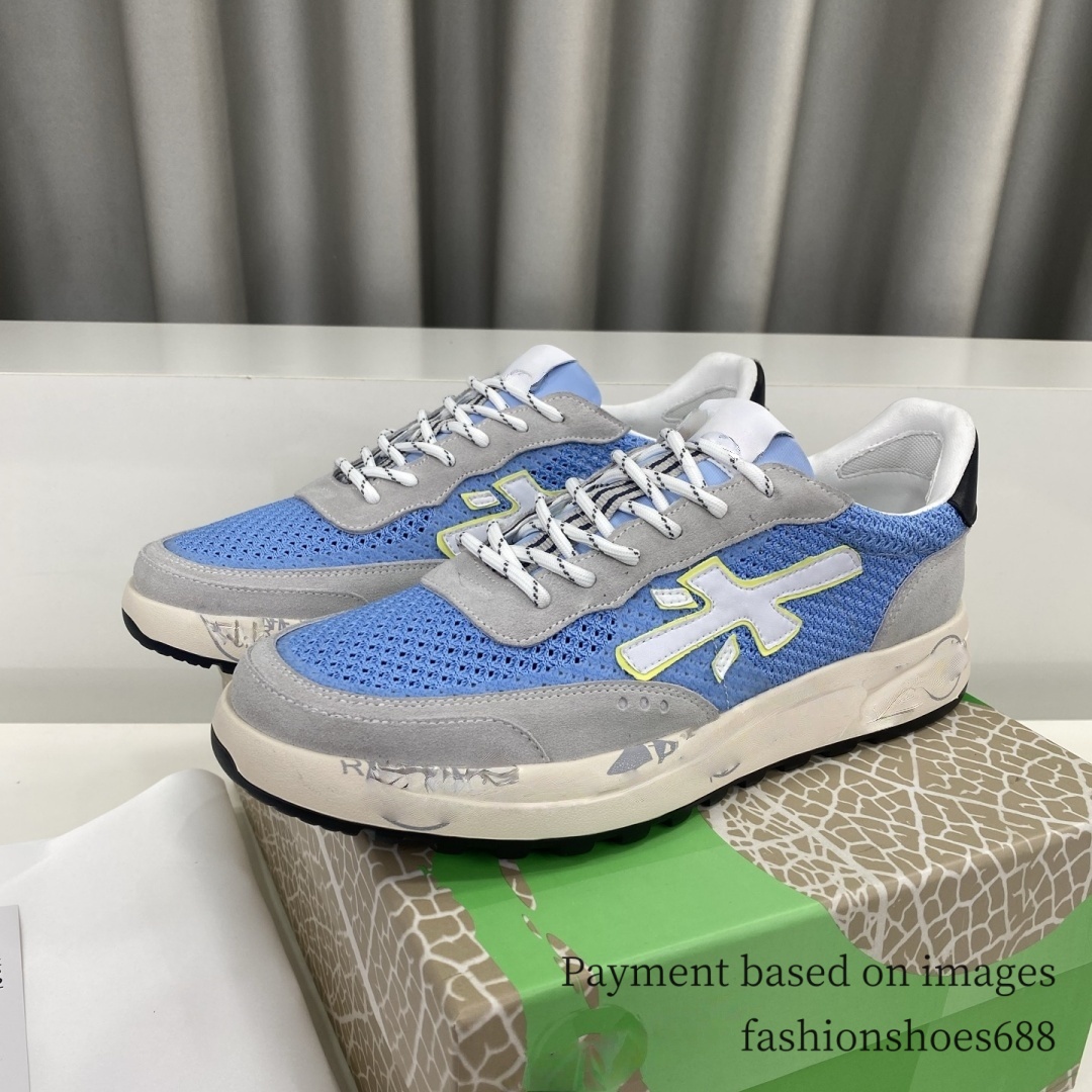 Lightweight mens travel shoes outdoor casual breathable running shoes gray suede blue mesh fabric splicing luxurious designer sports mens shoe sizes