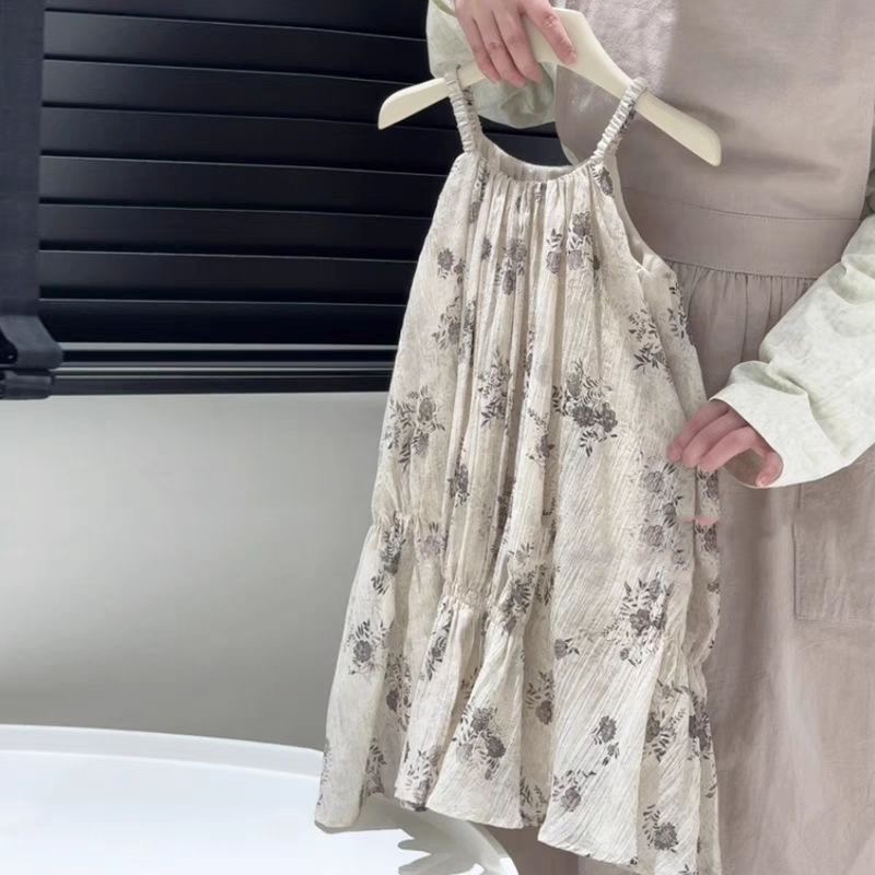 D284 Korean children&#039;s clothing girls dress 25 summer clothes baby girl retro floral suspender skirt children&#039;s holiday style suspender-image-1073196876