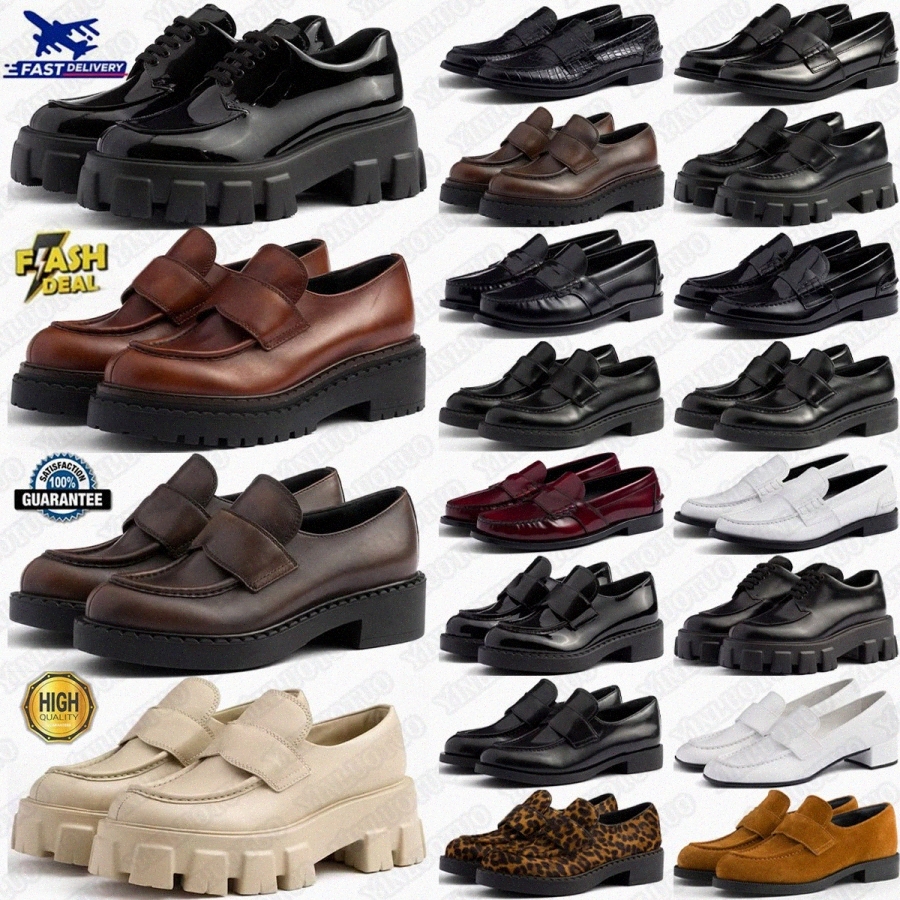 Mots de créateurs hommes mocassins oxford monolithes robes chaussures noir triangle brossé en cuir classique féminins