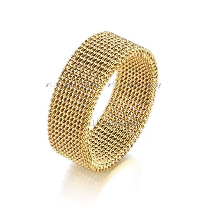 Stainless Steel Wire Mesh Ring Band Designer Jewelry Charm Gold Rotatable Spin Chain Rings Finger Tail Cuff for Woman Man Wedding Promise Gift Fa-image-977308036