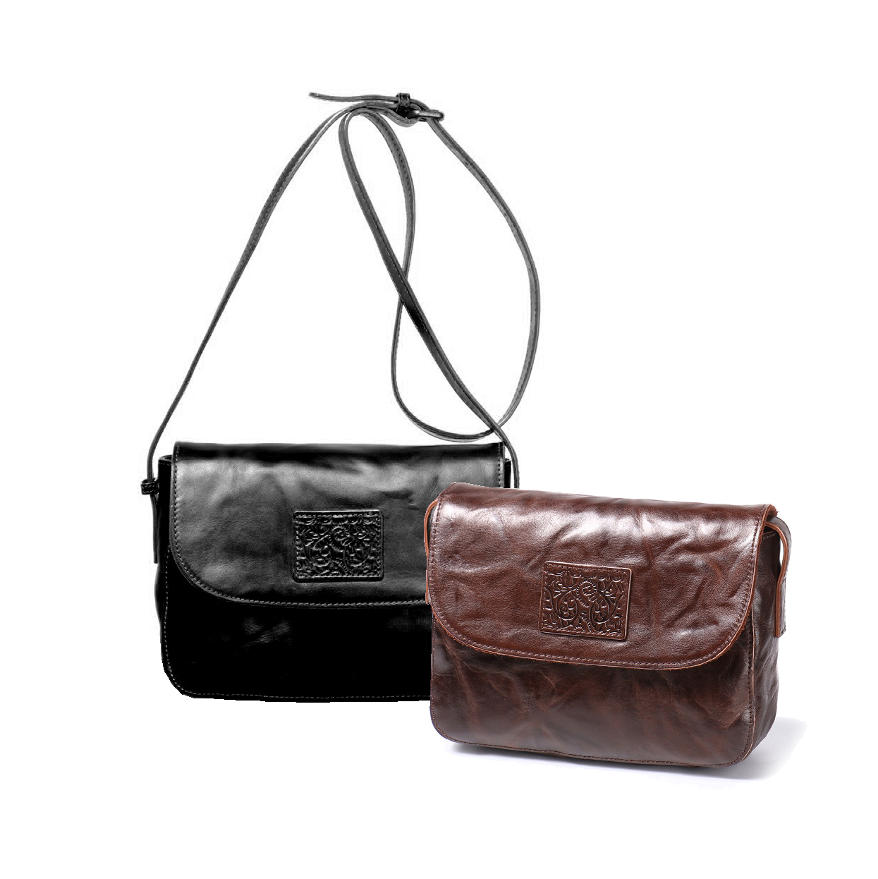OC407M18 Women Genuine Leather Flap Business Formal OL Retro Minimalist Small Square Shoulder Purse Canvas Crossbody Bag
