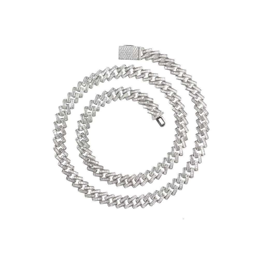 Men Hiphop Bracelet Necklace Moissanite Zircon Fashion 14k Unisex 6mm 10mm Cuban Link Chain Gold Plated Sier Iced Out
