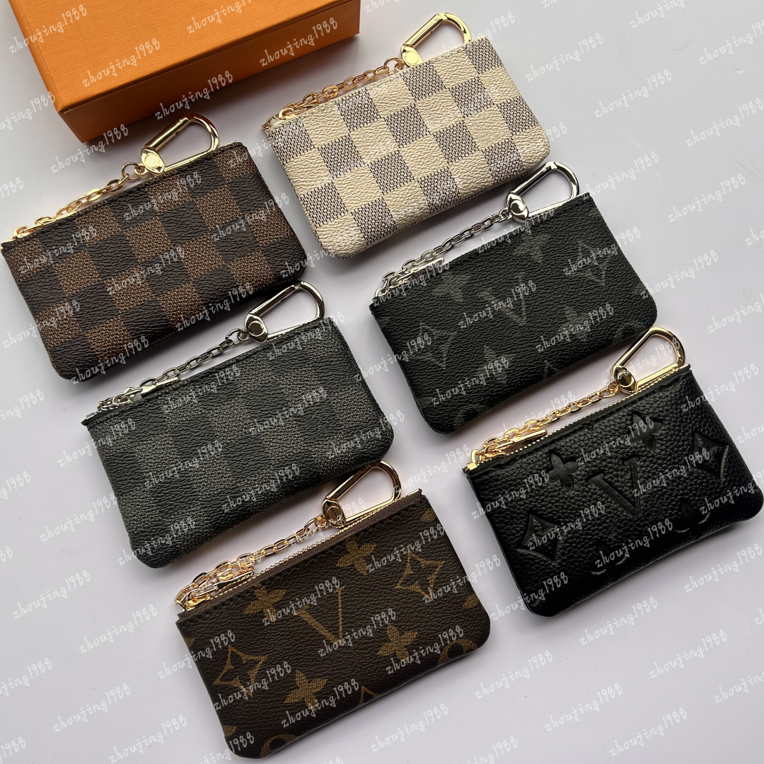 6 color KEY POUCH Damier leather holds good quality famous classical designer women key holder coin purse small leather Key Wallets M62650