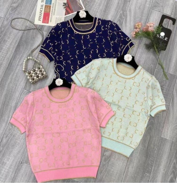 New Fall explosive fashion designer women's knit short sleeves sweater t-shirt letters high-end top knitted tees sweaters
