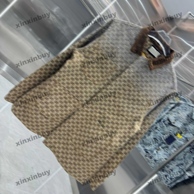 xinxinbuy Men designer Coat Jacket hot fix Double letter Jacquard embroidery paris denim sets pockets long sleeves women BLUE khaki M-2XL-image-903015201