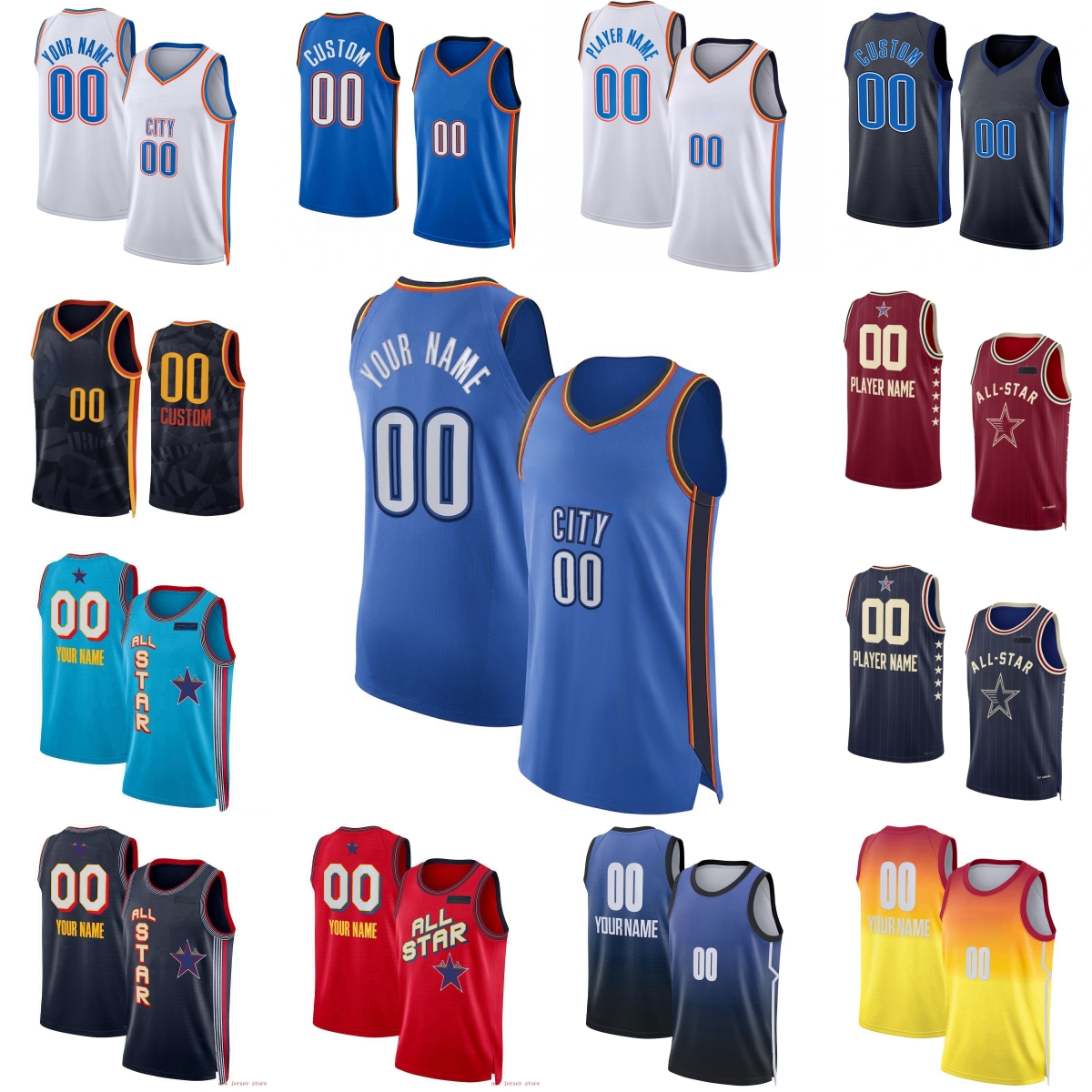 Custom AU Player Version Basketball Jersey Authentic Stitched 8JalenWilliams 7ChetHolmgren 5LuguentzDort 55IsaiahHartenstein 11IsaiahJoe Jerseys