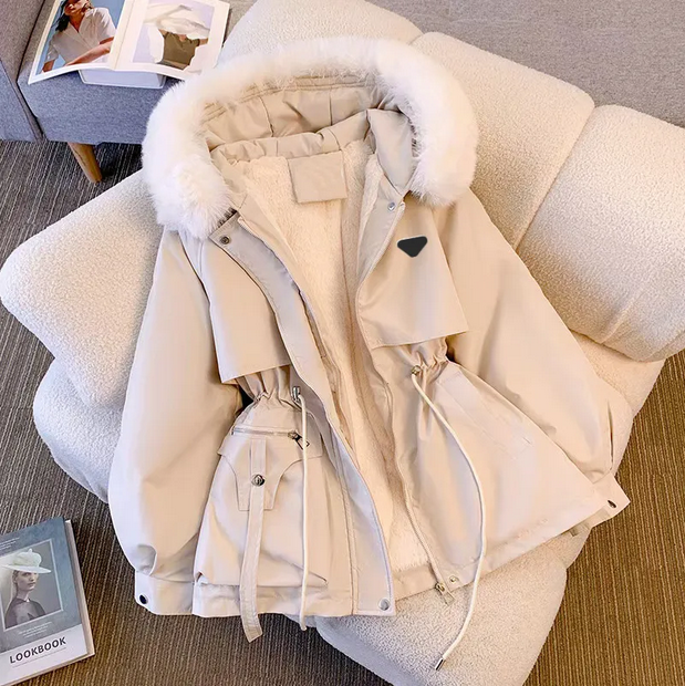 Women's Down & Parkas 2026 Winter Parka jackets womens large fur collar coat Parisian designer fox fur thickened Parka Coat Fashion warm waist
