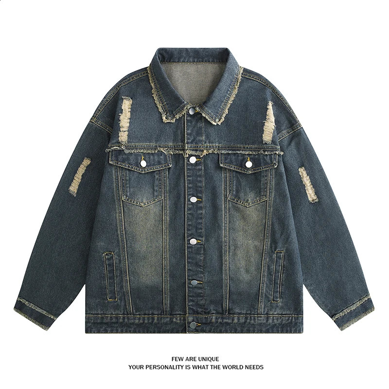 2024 Vintage Wash Denim Jacket Men Women Button Up Long Sleeve Jean Fashion Menswear Trucker Coat 250221Z
