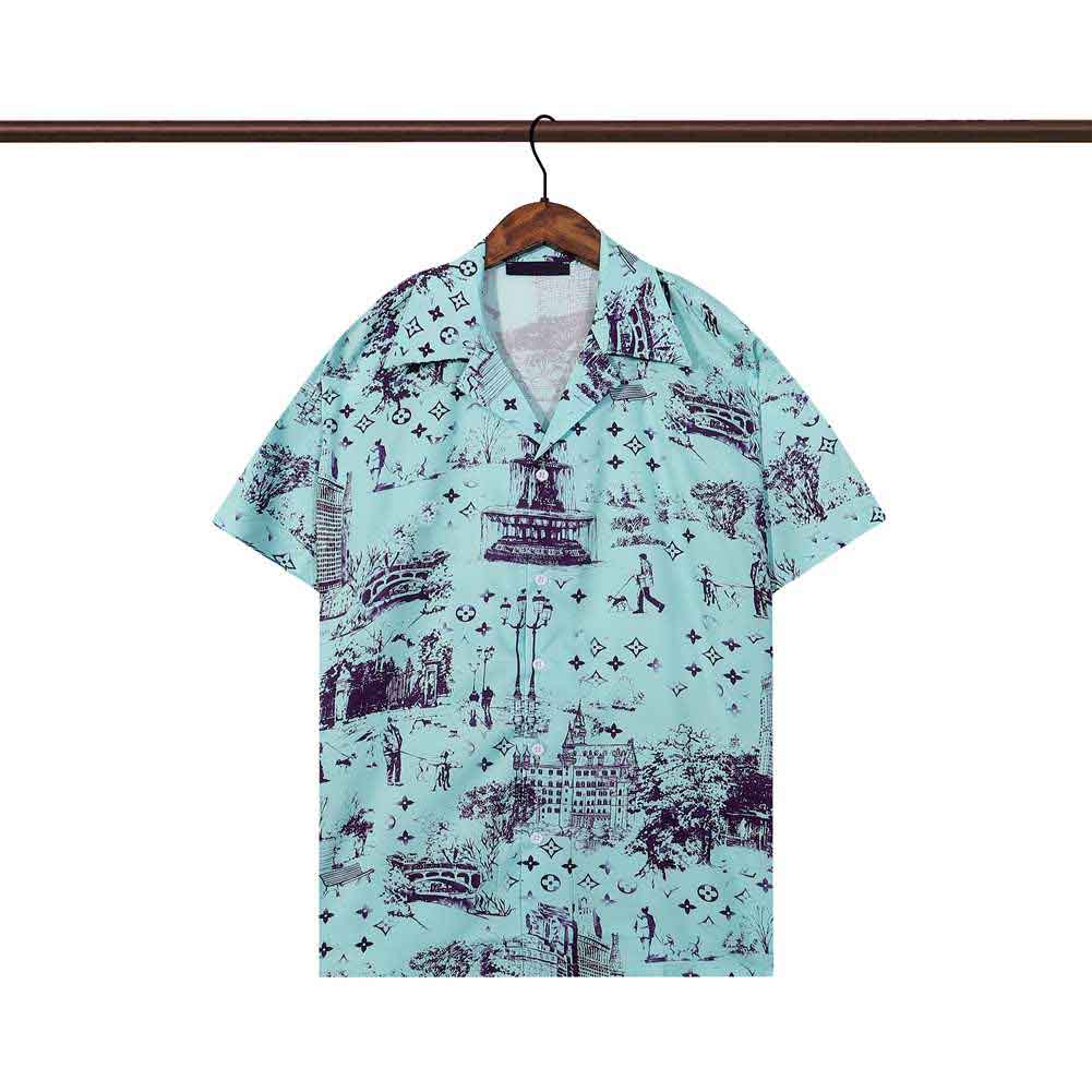 2025 Designers Chiffes habillées pour hommes Business Fashion GeoMetricletter Imprimé Bowling Casual Shirts Men Spring Slim Fit Shirts