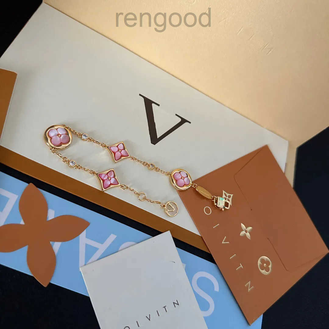 Designer Boutique Gold Plated Bracelet Brand New Pink Jewelry Fashion Cute Girl High Quality Bracelet Romantic Love Gift Bracelet Box Birthday Party