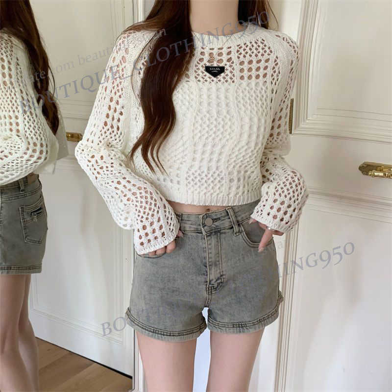 Womens Knits Tees Winter Desiner sweaters autumn new desin sense hollow out pullover sunscreen knitted cover, slim short top for women 51N7 01BH
