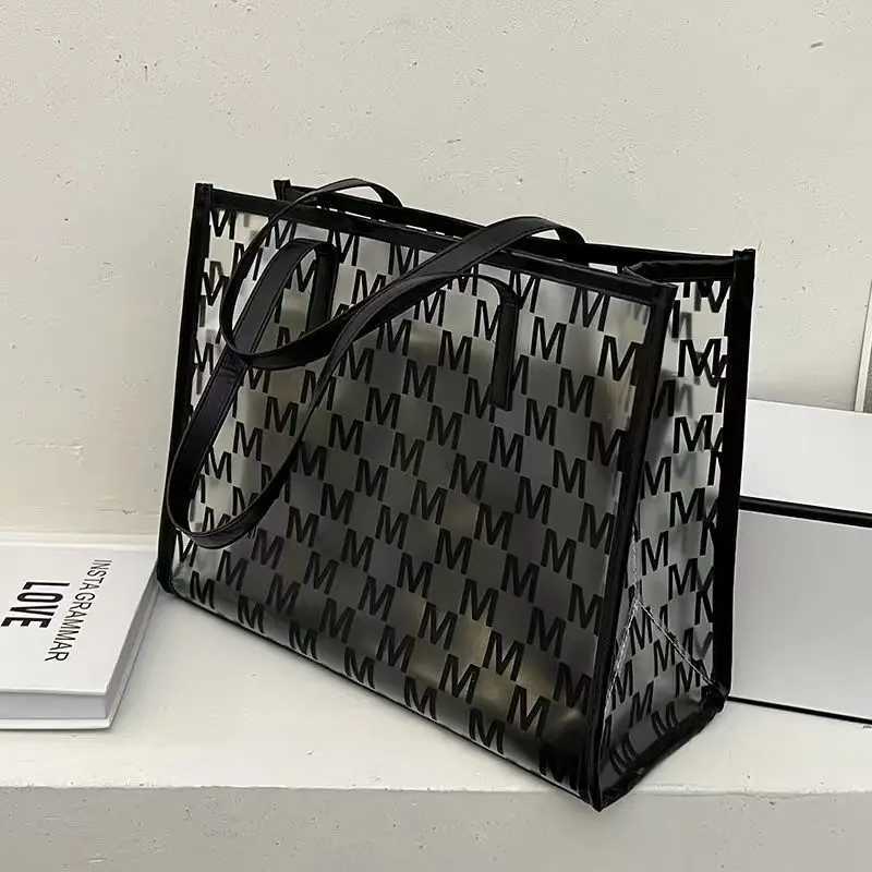 New Transparent Womens Casual Letter Tote Large Capacity One Shoulder Commuting Luxury Designer Bag Z250303