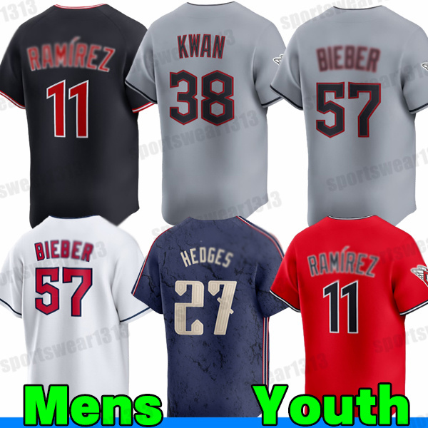 #11 Jose Ramirez Jersey #57 Shane Bieber Jersey Josh Naylor Guardians Jerseys Andres Gimenez Tanner Bo Naylor Kyle Manzardo Brayan Rocchio Custom-image-944312242