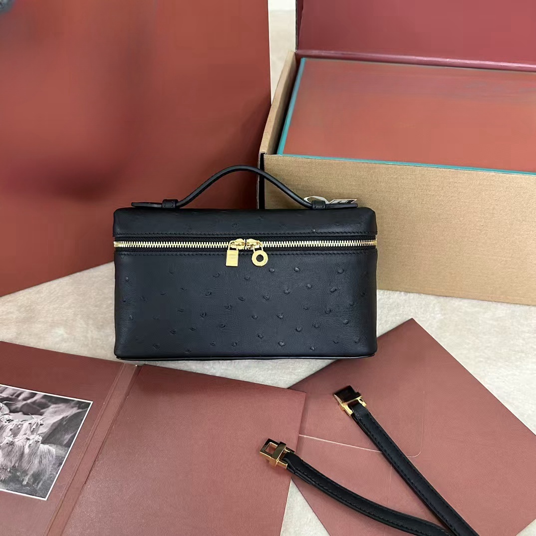 Evening Bags Cosmetic Bags Cosmetic Bags Womens Classic Makeup Box Designer Makeup Bag Portable Ostrich Pattern Shoulder Bag Leather Quilted Cross M