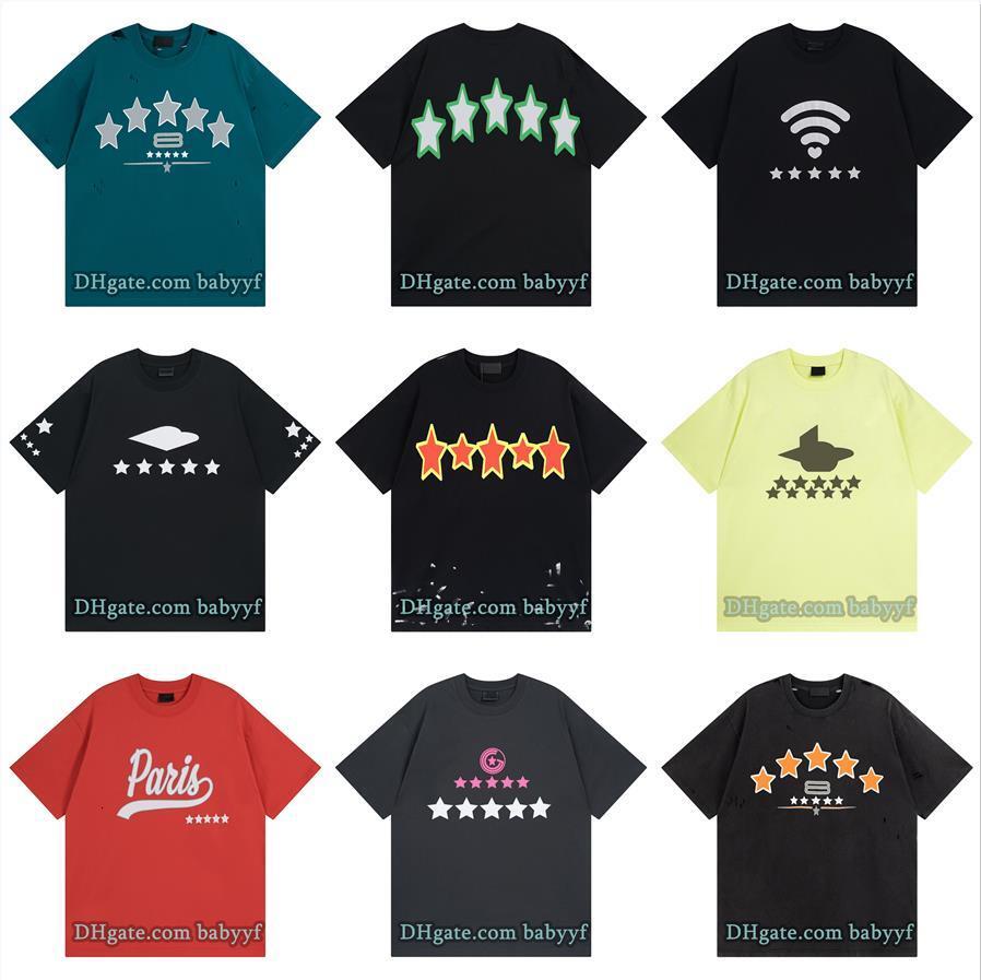 Men de créateur T-shirt Vintage Ripped Hip Hop Streetwear pour les couples TEE TRENDY PLUS TEE AVEC BRODEMERIE GRAPHIQUE Mode décontractée pour l