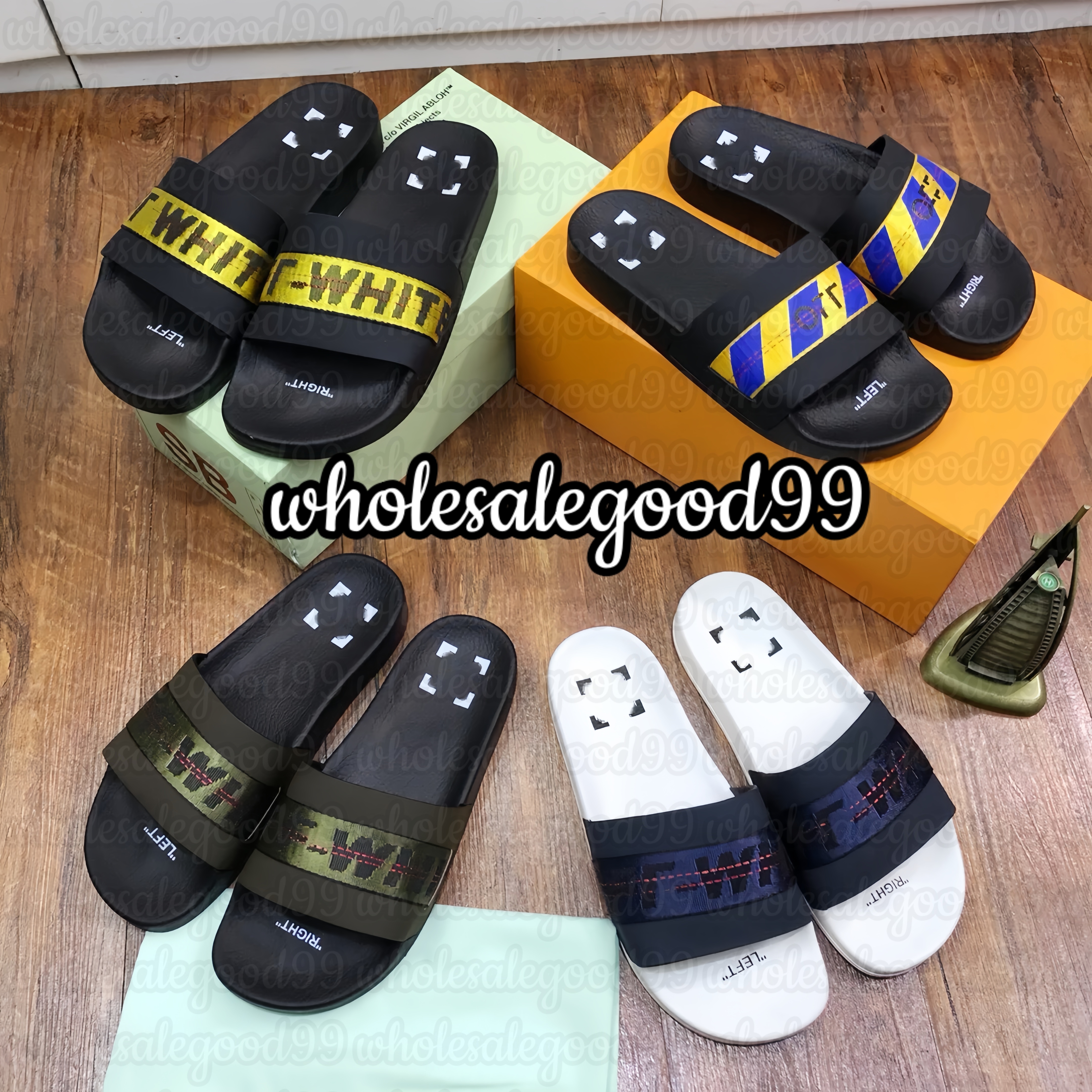Free ship 10a Designer sandal Womens mens slipper arrow off sneaker Luxury White Loafer Mule slide leather High quality Shoe sandale Beach Summer Ru