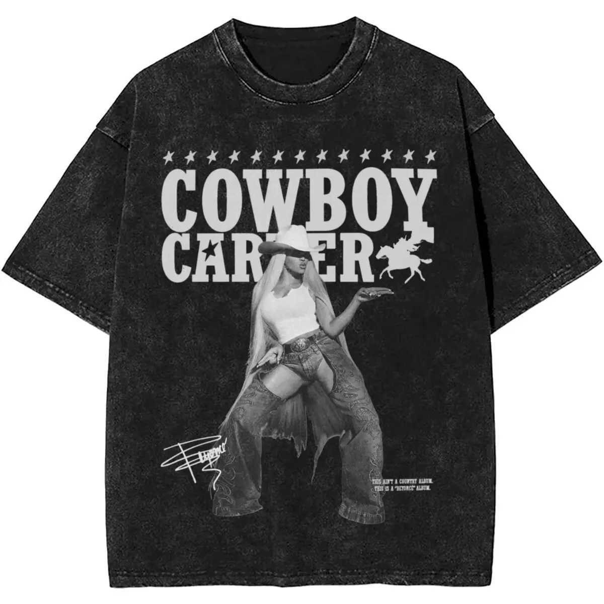 's T-Shirts Cowboy Carter Album Beyonce 2024 Tour Outfit Washed T Shirt Men Women Streetwear Hip Hop T-Shirts Summer Tees Tops Cotton S2534