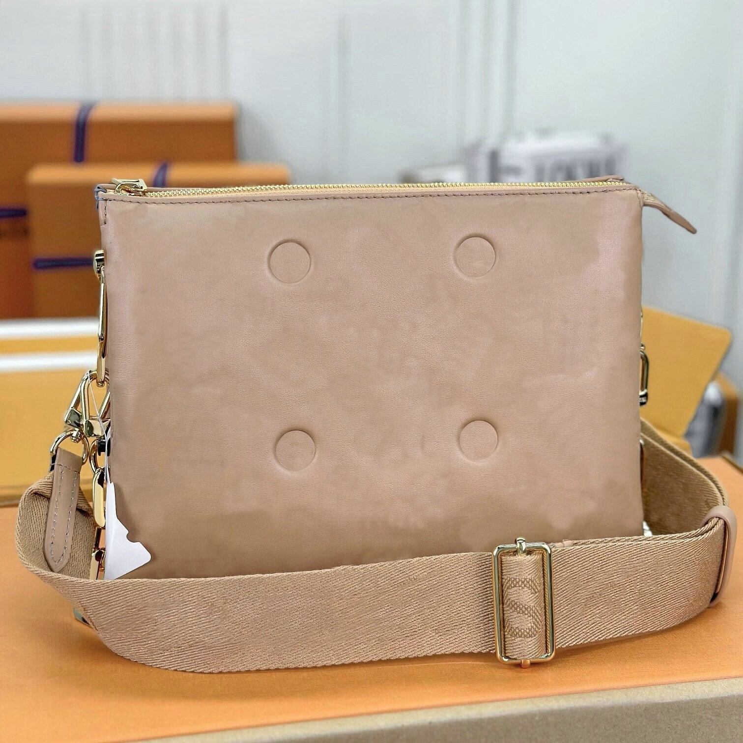 12A COUSSIN Bag Handbag Shoulder Bags Crossbody Bags Genuine Leather sheepskin Chain Bag Womens tote bag wallets square Embossed 3 inside compartmen