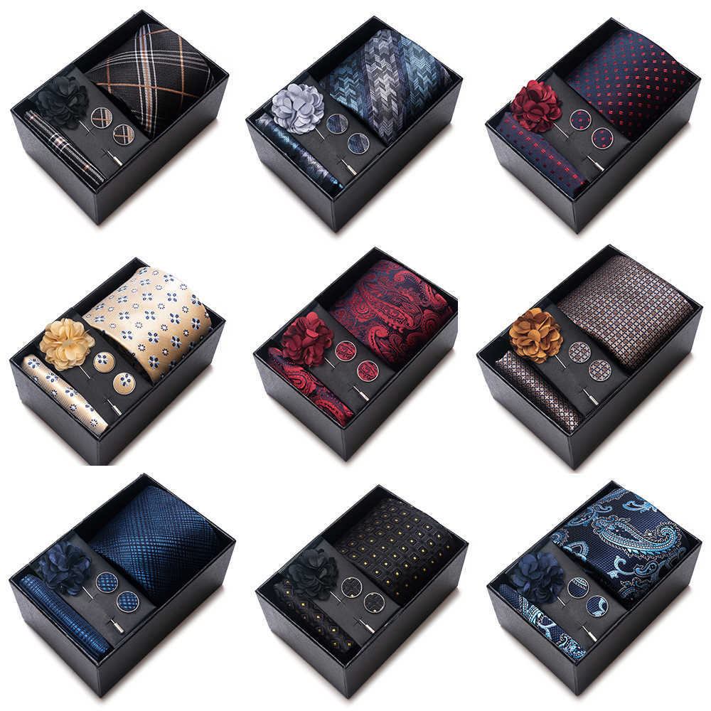 Neck Ties High quality and fun mens animal tie designer handle cufflink tie clip woven casual collar set holiday gift box Q250304-image-1044476117