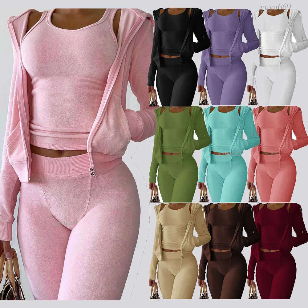 Jacket Tracksuit Cropped Two Piece Set Elegant 2 Pieces Sets Women Luxury Outfit Sweatsuit Velour Zip Up Hoodie Ja