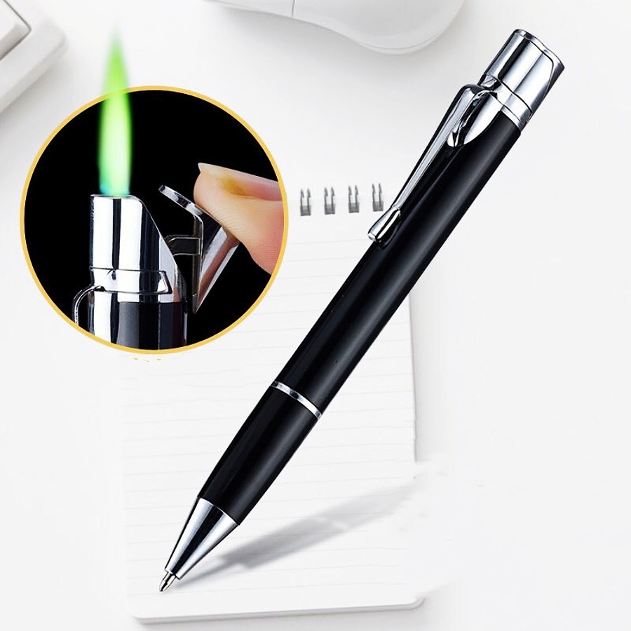 Creative Ballpoint Pen Lighter Jet Torch Gas Lighter Windproof Metal Butane Cigarette Lighter For Cigar 1300 C Gadgets-image-566464500