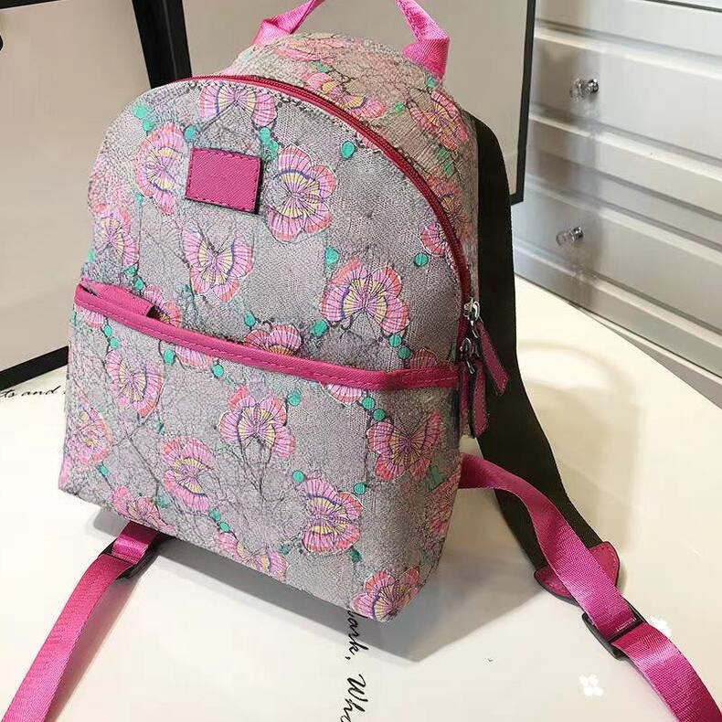 Designer kids butterfly letter Printed backpacks Fashion children PVC stripe double shoulder bags Classical teenagers cartoon school Casual backpack