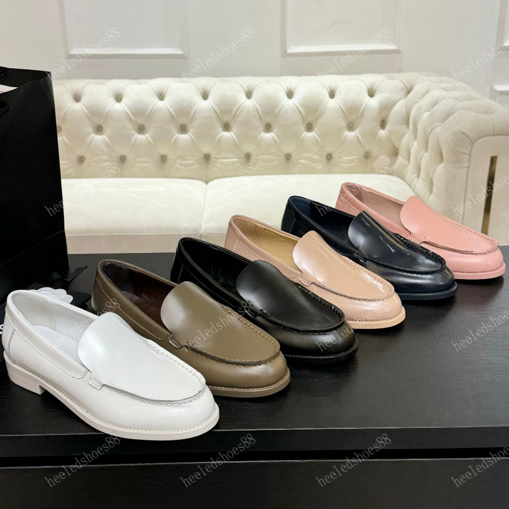 Dress Shoes Designers loafer for Womens Spring and Fall top quality cowhide Rhinestone buckle flat heel 35-41 Low heeled Round Toes comfort Casual s