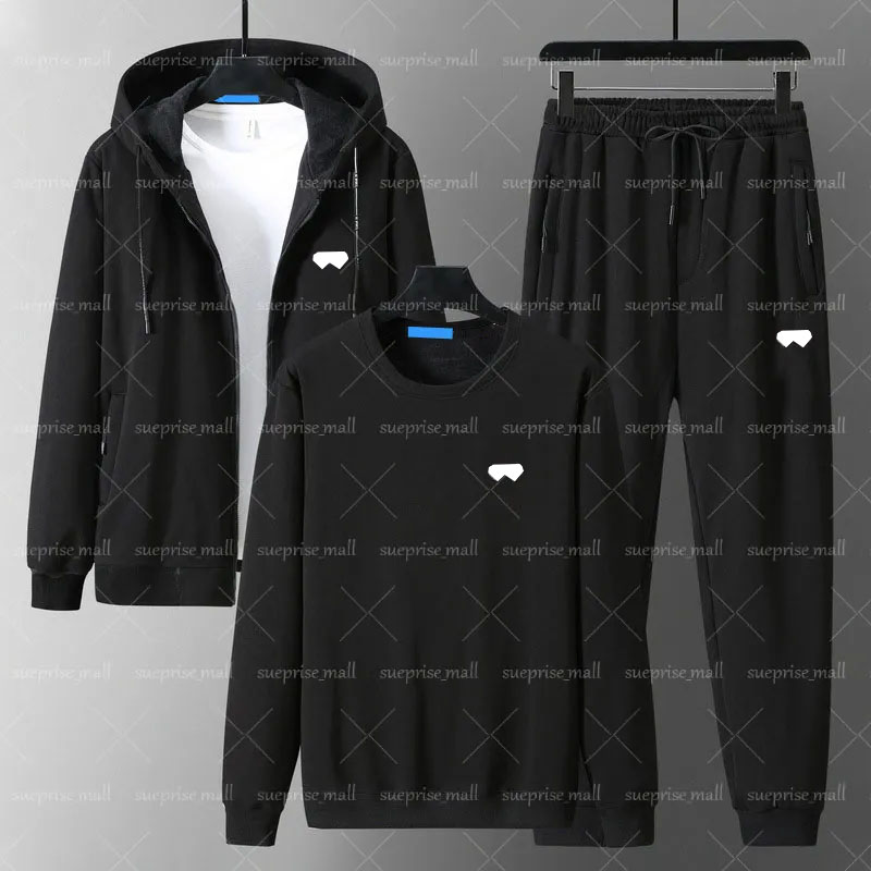 Sweats à capuche de taille plus masculine Cardigan à trois pièces en velours, sweat-shirt, pantalon long zip polo extra grande plus gras plus gra