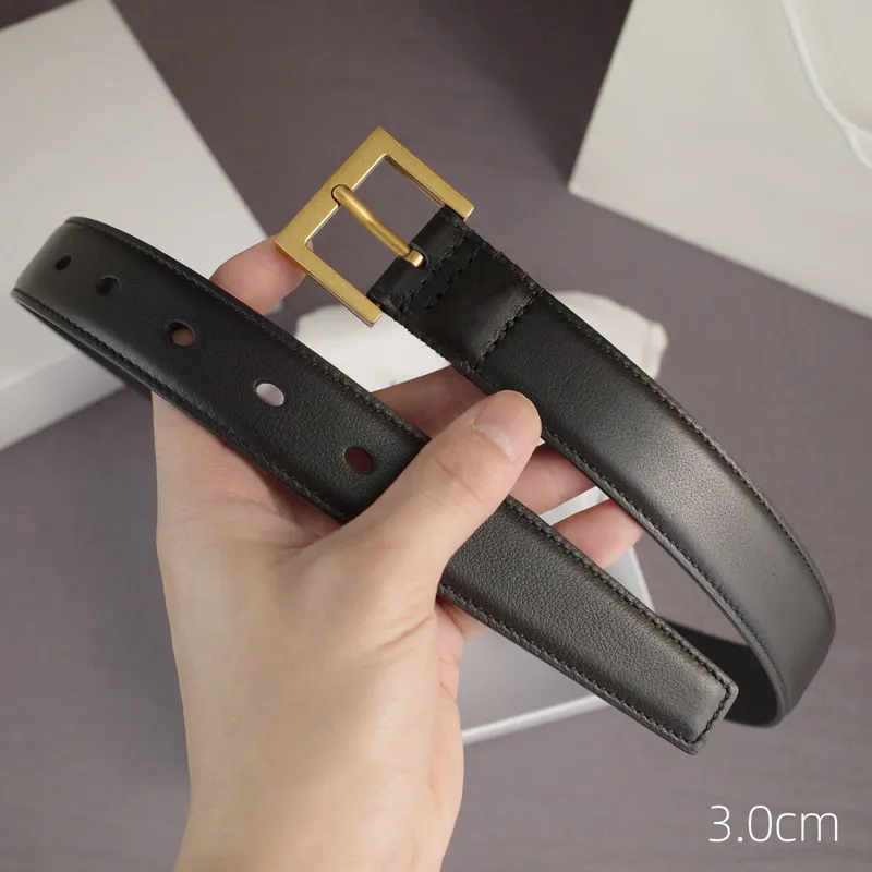 Women&#039;s Genuine Leather Belt 3cm Wide, Gold Buckle, Designer Style, Adjustable Length, Narrow Waistband for Casual & Formal Wear BFD2503042-image-922743671