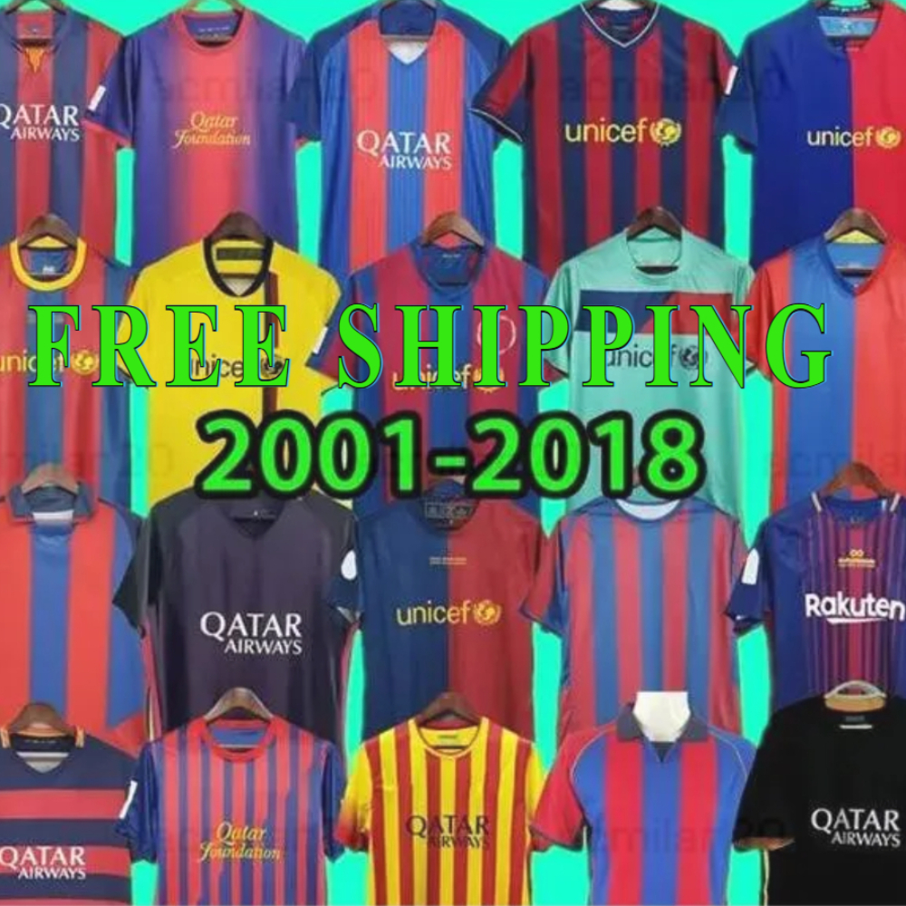 BarcelonAS Retro Soccer Jerseys 2003 2004 2005 2006 2007 2008 2009 2010 2011 2012 vintage football shirt T RONALDINHO A.INIESTA 01 02 03 04 05 06 07